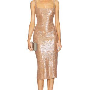 Camila Coelho Sequin Midi Dress in Champagne
